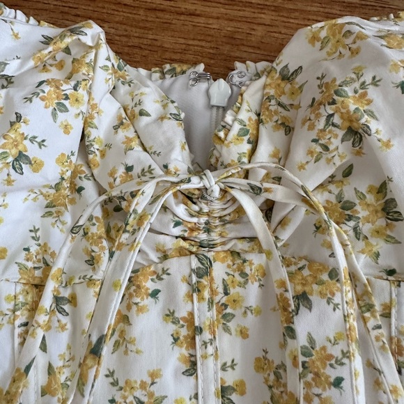 House Of CB London Rosalee White Vintage Floral Print Cotton Bustier Dress XS - Picture 5 of 16